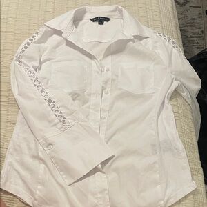 Zac & Rachel White Button-Down Shirt with Cutout Sleeves